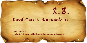 Kovácsik Barnabás névjegykártya