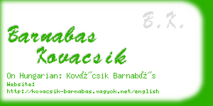 barnabas kovacsik business card